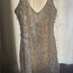 Meshki White Sequin Midi Dress